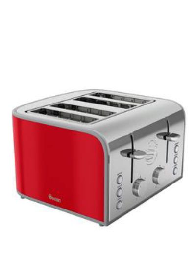 Swan St17010Rn Retro 4-Slice Toaster - Red